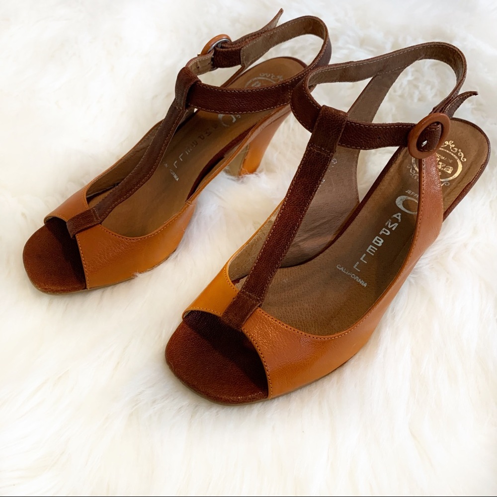 Orange and Brown Jeffrey Campbell Tshaped Open Toe
